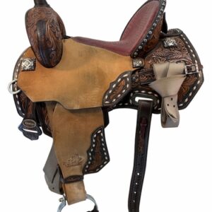 14 Inch Used Circle Y MJ Gold Buckle Cash Barrel Saddle Medium Tree mj60