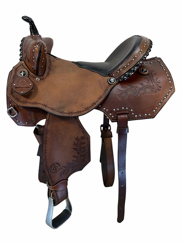 16 Inch Used Diamond Cross Barrel Saddle Wide Tree